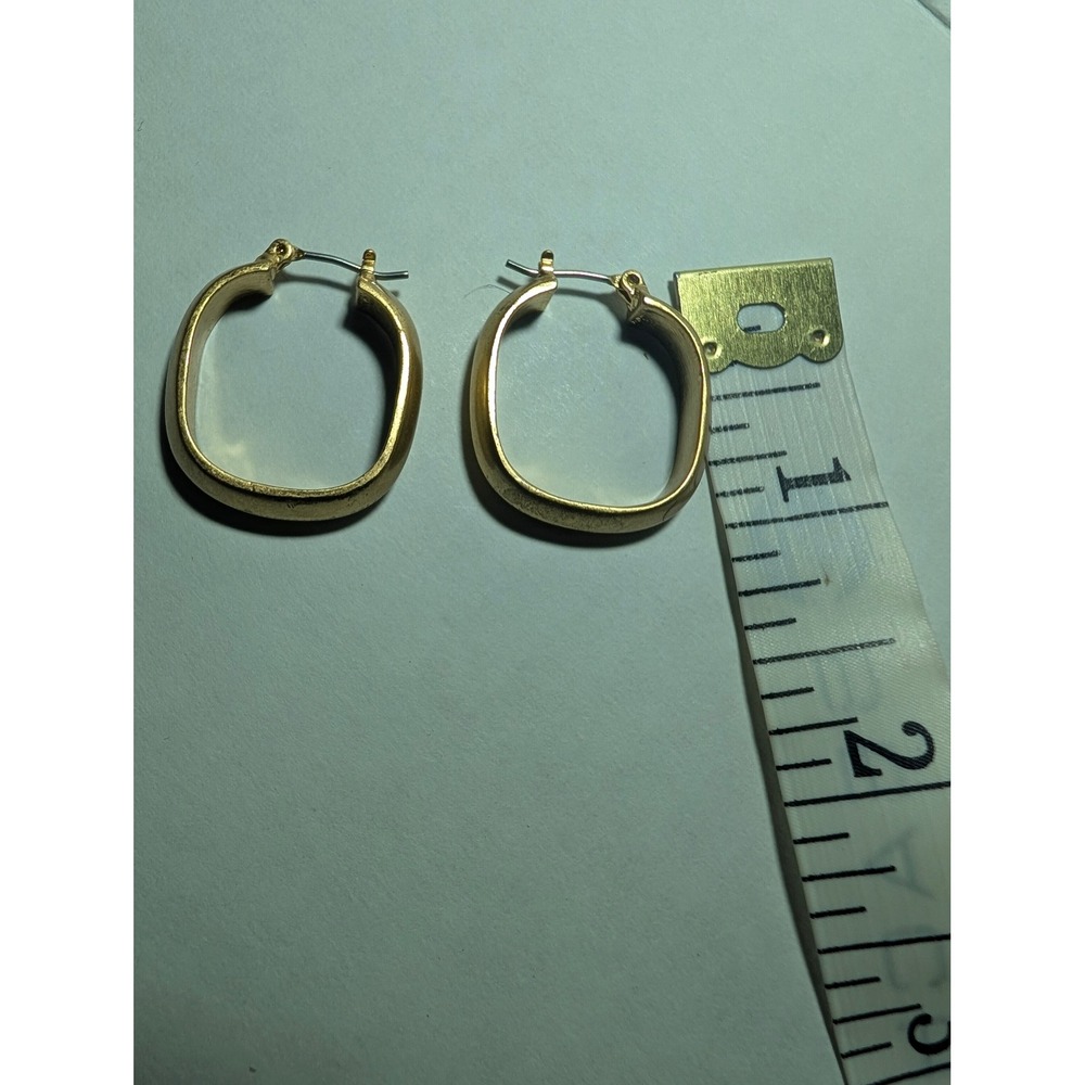 Anne Klein Hoop Earrings Womens OS Gold Excellent Vintage Square Brushed Matte